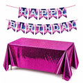 KPOP Birthday Banner & Galaxy Holographic Tablecloth Party Decorations
