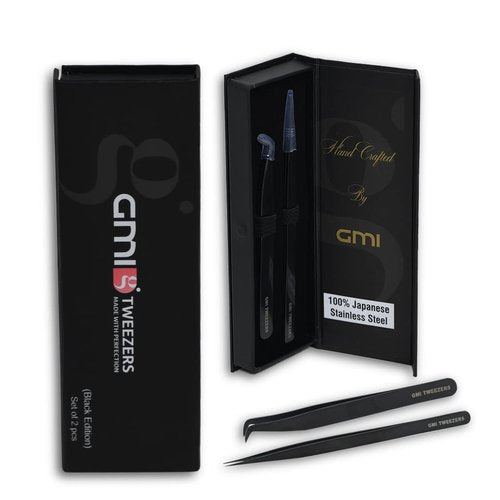 Professional Eyelash Extension Tweezers - Stainless Steel Eyelash Extension Kit - Pack of 2 Eyelashes Extension Tweezers – Lash Tweezers for Eyelash Extensions - False Eyelash Applicator tool.