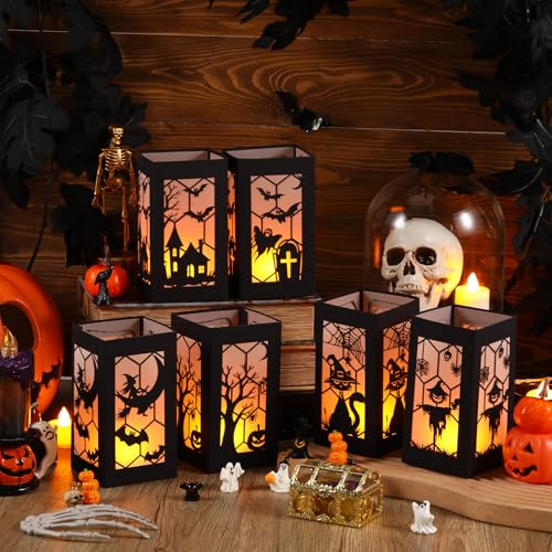 Halloween Lantern Table Decor Set - 12pcs Glowing Centerpieces with Yellow Light - Variation of THIS listing