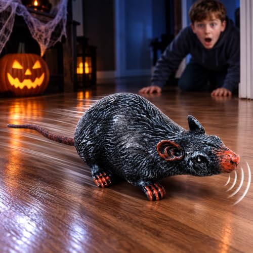Large Realistic Animated Halloween Rat Decoration - Spooky Indoor Prop, 18.1 Inches
