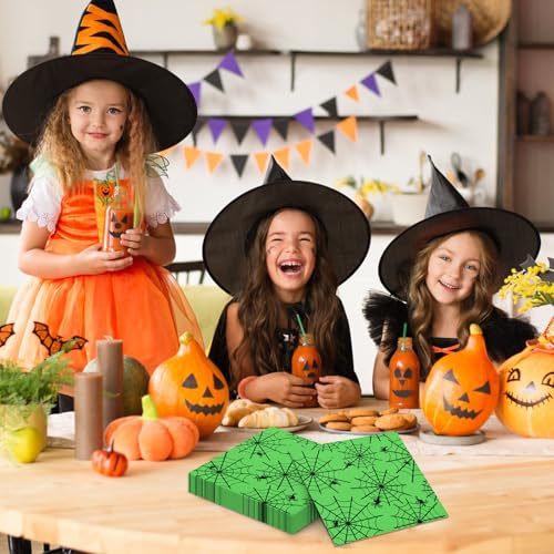 Halloween Spider Web Napkins 40 Pack - 13x13 Inches Disposable Party Paper Decor