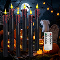 Halloween Flameless Taper Candles with Flickering Mode & Remote - Black 10-Inch Set