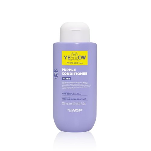 Alfaparf Milano Yellow Professional Silver Conditioner - Anti-Yellow Nourishing Formula for Cool Blonde & Gray Hair - 16.9 fl oz / 500 ml