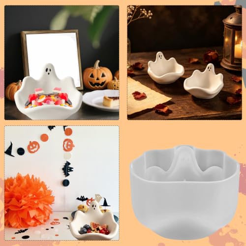 Halloween Ghost Candy Bowl Mold - Cute Ceramic Trick or Treat Serving Dish