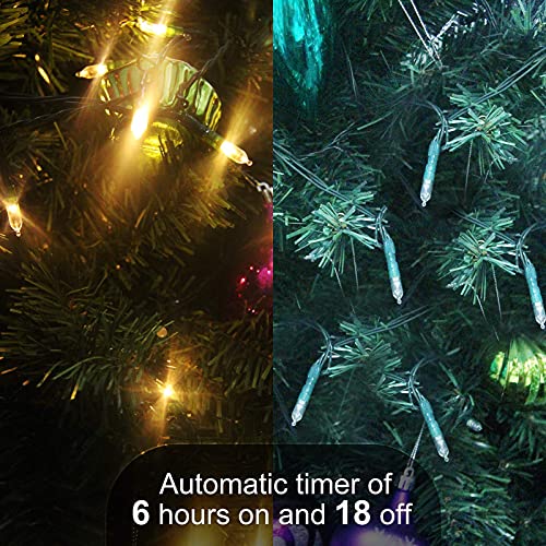 Battery Operated Christmas String Lights 50 LED Warm White 18ft with Timer & 8 Modes