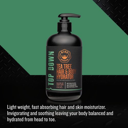 GIBS Top Down Hair and Body Hydrator, Tea Tree Moisturizer for Hair and Skin, 12 oz