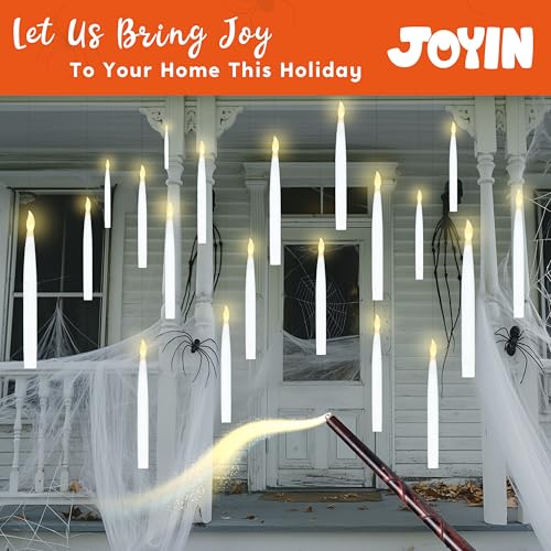 Floating Candles with Wand Remote - Halloween Flickering LED Taper Set - 20 Pieces