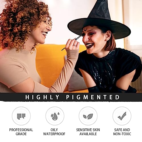 Halloween Face & Body Painting Kit - Special Effects Makeup Set for Clown Zombie Vampire
