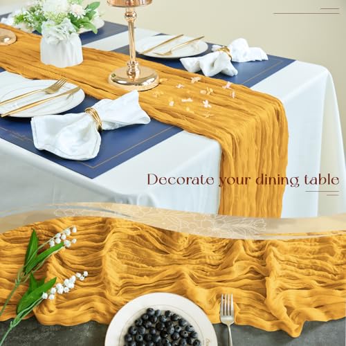 Yellow Cheesecloth Table Runner Set - 10 Pcs Autumn Fall Wedding Decor