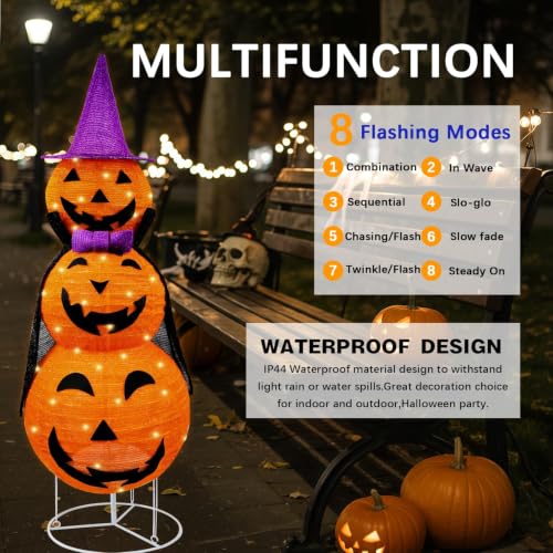 Halloween Collapsible Lighted Pumpkin Lantern with Cloak - 3.9FT Outdoor Decor