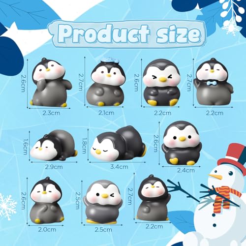 Mini Penguin Figurines Set - Cute Cake Toppers & Party Decorations, Simple