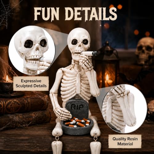 Halloween Skeleton Statues Set of 3 - Funny Shelf Sitters for Seasonal Decor - Variation 1