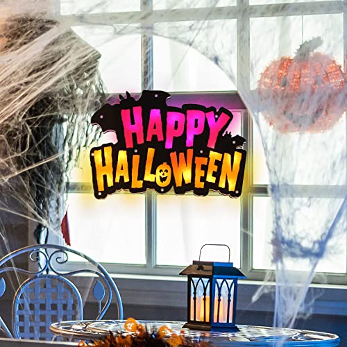 Halloween Window Silhouette Sign with 20 LED Lights - Happy Halloween Variation