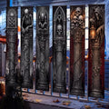 Dark Gray Halloween Cemetery Banner Set - 6 Creepy Gothic Porch Decorations