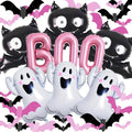 Halloween Pink Boo Balloons & Bat Decorations Party Supplies