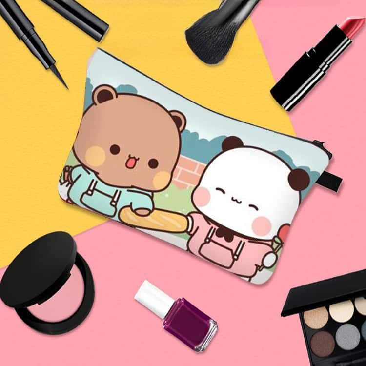 Yiakikio Cosmetic Bag Makeup bags for women,Small makeup pouch Travel bags for toiletries waterproof Bubu Dudu bears Pattern (34)