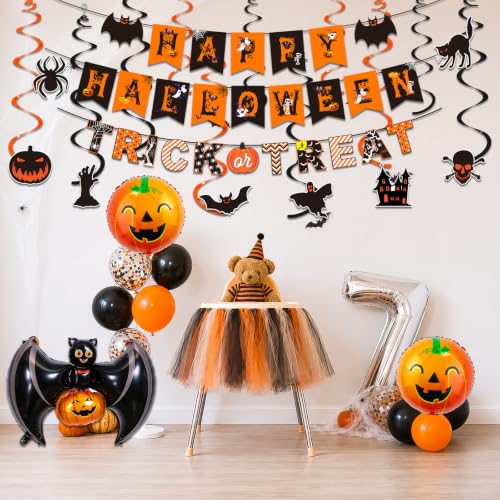 Orange Bat Halloween Balloons & Party Decorations - 49 Pcs Outdoor Indoor Set