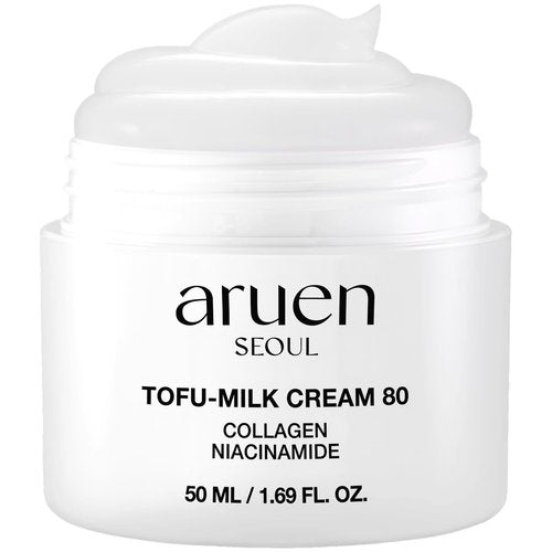 aruen Fermented Tofu Collagen Jelly Cream - 80% Fermented Soy Milk + Bean Essence + Niacinamide - Korean Glass Skin Tightening, Daily Facial Moisturizer (1.69 fl.oz | 50ml)