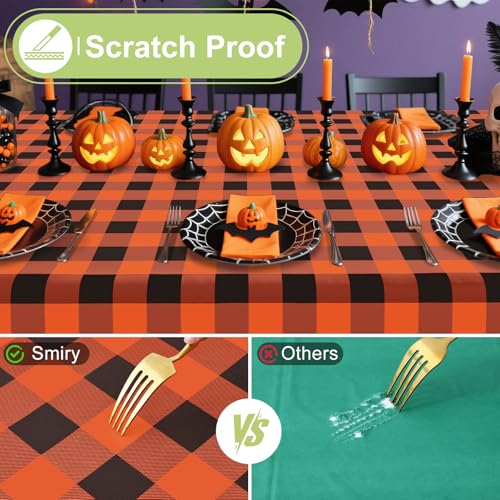 Halloween Table Cloth 52x70 Inches Vinyl & Flannel Backed Orange & Black