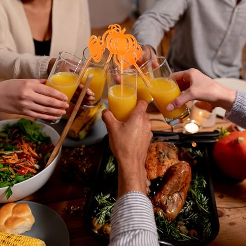 Pumpkin Fall Swizzle Sticks 30 Pcs Plastic Coffee & Cocktail Stirrers Thanksgiving Party