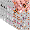 Halloween Nail Art Stickers Set - 12 Sheets Self-Adhesive Pumpkin Ghost Bat Skull Design Style7