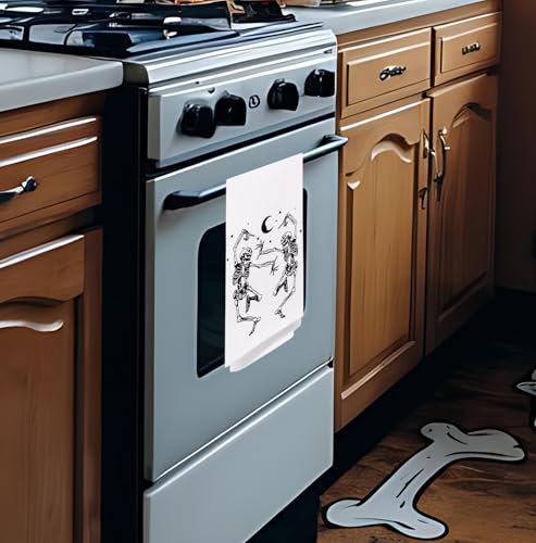 Funny Skeleton Kitchen & Bath Towels - White Halloween Decorative Hand Towels 16x24 Inches