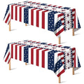 Patriotic 4th of July Tablecloth Set - Red White Blue Disposable Decor, 2 Pack