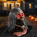 Animated Skeleton Halloween Prop with Sound & Flashing Red Eyes - Outdoor Indoor Decor