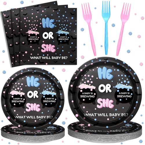 Baby Is Brewing Halloween Gender Reveal Party Decorations - 96 Pcs