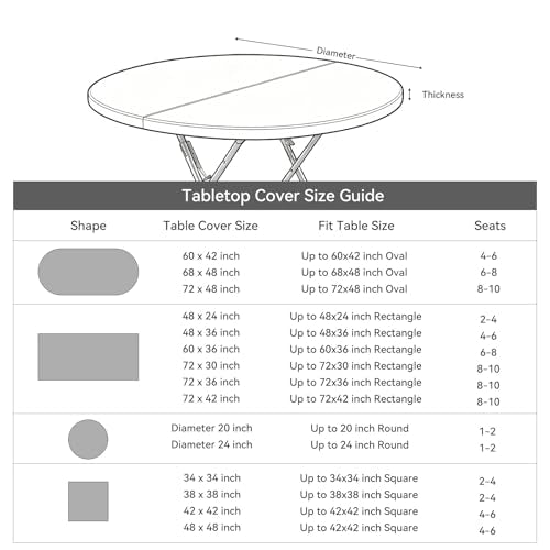 Halloween Black Outdoor Round Fitted Tablecloth 24 Inch with Orange Spider & Bats - Elastic, Washable, Wrinkle-Free