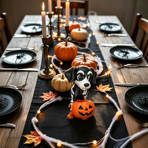 Ghost Dog Halloween Figurine - Cute Resin Spooky Tabletop Decor