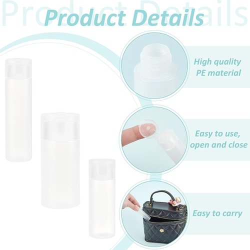BENECREAT 10Pcs 12ml/18ml/30ml Travel Bottles Plastic Toiletry Bottles Flip Cap Squeeze Sample Bottle Containers for Makeup Lotion Emulsion Foundation Shampoo Packing