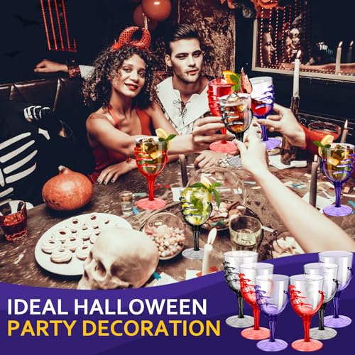 Halloween Skeleton Hand Plastic Goblets - 6 Pack, 8-10 oz Creepy Party Cups