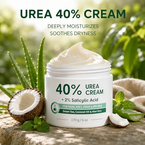 Urea Cream 40% for Feet - Maximum Strength Callus & Dry Heel Relief - 6 OZ Pack of 2