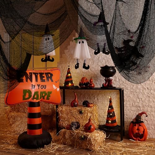 Halloween Creepy Cloth - Black 6 Pack, Spooky Fabric for Haunted House Decor, Indoor & Outdoor Use 30x72 inch