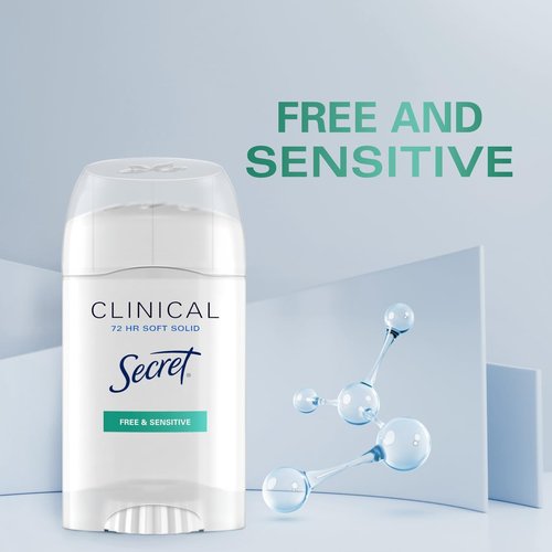 Secret Clinical Strength Soft Solid Sensitive Unscented Deodorant, 1.6 oz (Pack of 3)