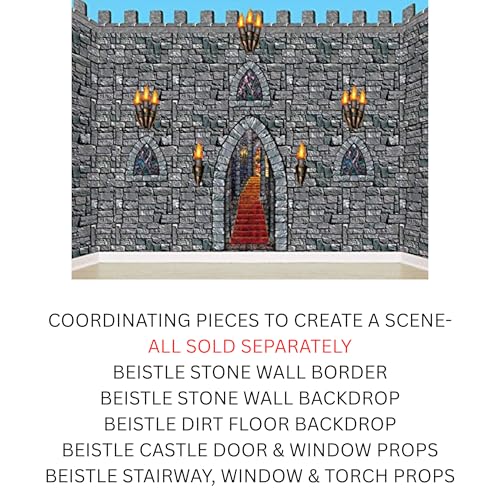 Gothic Castle Prop Set - 27 Medieval Window, Torch & Stairway Cutouts for Halloween & Haunted House Decor