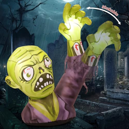 Inflatable Halloween Zombie Decor with Built-in LEDs - 5.2 FT Outdoor Yard Terror