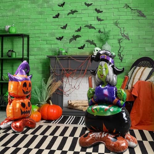 Halloween Foil Balloons Set - Witches and Pumpkin Theme Party Decorations