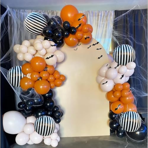 Fall Balloon Garland Arch Kit - 141pcs Orange Black Sand White Decorations - Variation of THIS listing