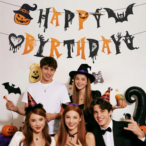 Halloween Party Banner Decorations Glitter Spooky Pumpkin Bat Ghost Garland