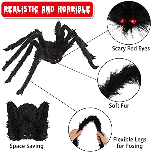 Halloween Giant Spider Decorations Outdoor 3 Pack - Realistic Spiders Props