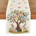 Easter Bunny Rabbit Eggs Tree Table Runner - 13 x 60 Inch Beige Seasonal Floral Decor