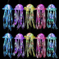 10 Pcs Hanging Jellyfish Lanterns for Undersea Party Decorations - LED Mermaid Theme