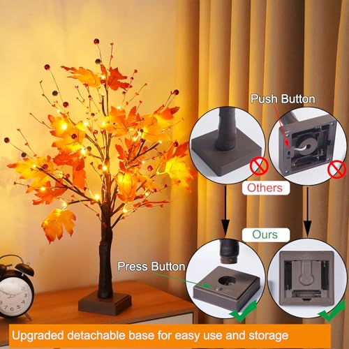 Lighted Fall Maple Tree Decor for Home & Events - Autumn Table Centerpiece