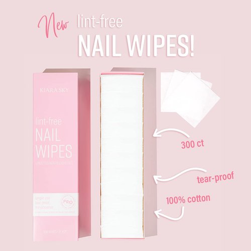 Kiara Sky 100% Lint Free Nail Wipes to Soak Off Acrylic Gel Nail Polish - Lint Free Nail Wipes Soft Gel Nail Polish Remover Pads Absorbable Eyelash Extension Glue Cleaning Wipes