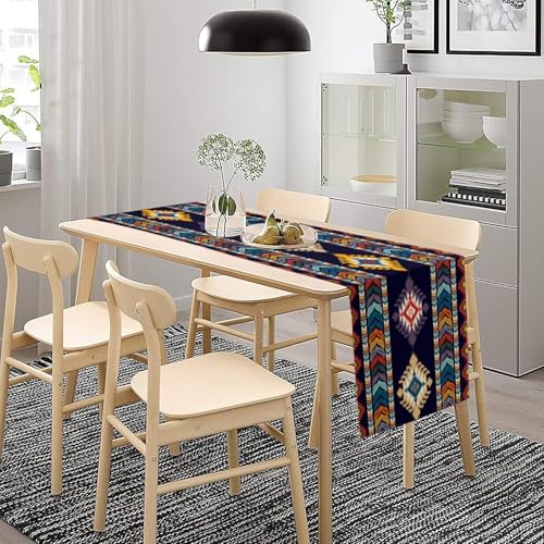 Colorful Boho Native Western Table Runner 13x60in Ethnic Geometric Decor