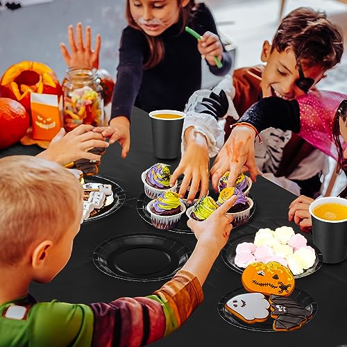 Disposable Party Dinnerware Set for 60 Guests - Black Halloween Supplies