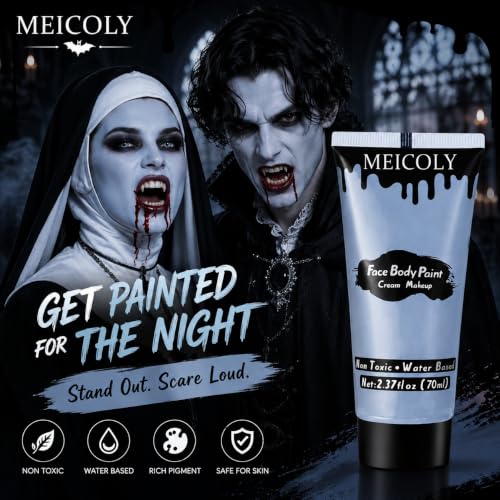 MEICOLY Zombie Face & Body Paint - Light Blue Grey Halloween SFX Makeup - Zombie Blue Variation
