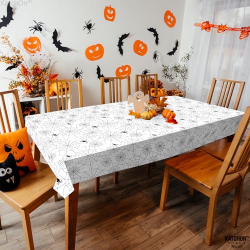 Halloween Spider Web Tablecloth Pack of 3 - 72x54 Inch Black and White Spooky Decor